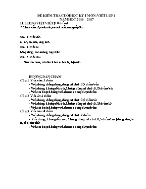 Đề và đáp án kiểm tra cuối học kì I Tiếng việt lớp 1 - Năm học 2016-2017